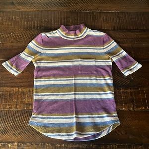 MADEWELL Soft Striped Mock Neck Shirt XXS
